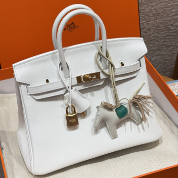 최고퀄 에르메스 올수공 버킨 25 Blanc 스위프트 가죽 금장