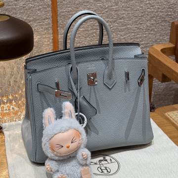 최고퀄 에르메스 올수공 버킨 25 Gris Pantin 토고 가죽 은장