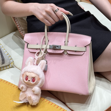 최고퀄 에르메스 올수공 버킨 25 Rose Sakura & Nata 염소 가죽 은장