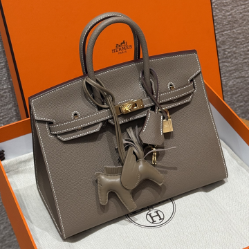 최고퀄 에르메스 올수공 버킨 25 Etoupe 엡송 셀리에 가죽 금장