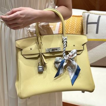 최고퀄 에르메스 올수공 버킨 30 Jaune Poussin 엡송 가죽 은장