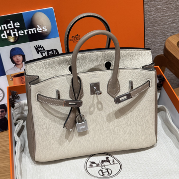 최고퀄 에르메스 올수공 버킨 25 Craie & Gris tourterlle 토고 가죽 은장