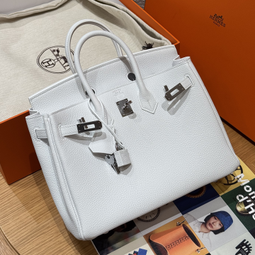 최고퀄 에르메스 올수공 버킨 25 Blanc 토고 가죽 은장