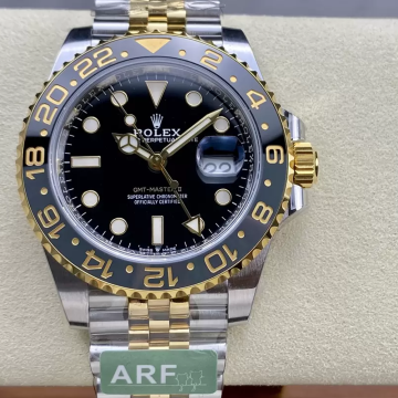 최고퀄 ARF공장 롤렉스 GMT마스터 블랙 다이얼 옐로우 골드 쥬빌레 콤비 40mm 126713