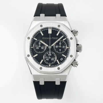 최고퀄 DD공장 오데마피게 로얄오크 크로노 그래프 블랙 다이얼 스틸 러버밴드 41mm 26240