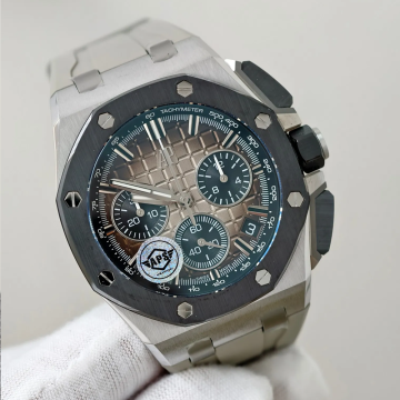 최고퀄 APS공장 오데마피게 로얄오크 크로노그래프 브라운 다이얼 스틸 러버밴드 41mm 26240