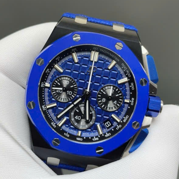 최고퀄 APS공장 오데마피게 로얄오크 크로노그래프 블루 다이얼 세라믹 러버밴드 41mm 26240