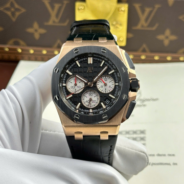 최고퀄 APS공장 오데마피게 로얄오크 크로노그래프 블랙 다이얼 로즈골드 금통 러버밴드 41mm 26240