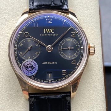 APS공장 레플리카 IWC 포르투기저 세븐데이즈 로즈골드 블랙 다이얼 레더 스트랩 42mm