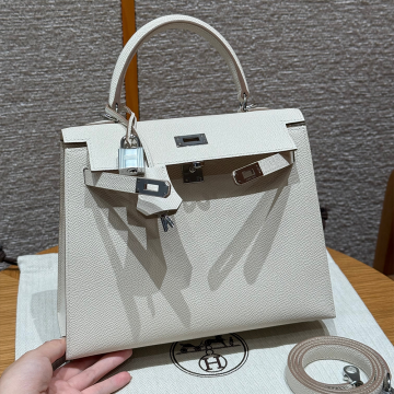 최고퀄 에르메스 올수공 켈리 25 Craie 엡송 가죽 은장