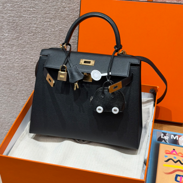 최고퀄 에르메스 올수공 켈리 28 블랙 엡송 가죽 금장