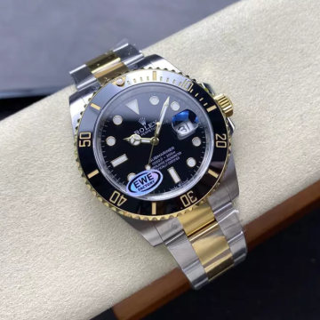 최고퀄 EW공장 롤렉스 신형 서브마리너 블랙 다이얼 옐로우 골드 콤비 41mm 126613