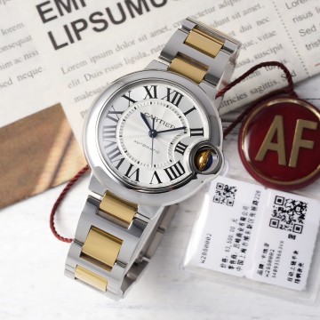 최고퀄 발롱 블루 드 까르띠에 화이트 다이얼 옐로우 골드 콤비 33mm