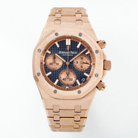 최고퀄 APS공장 오데마피게 로얄오크 크로노그래프 블루 다이얼 로즈골드 금통 41mm 26240