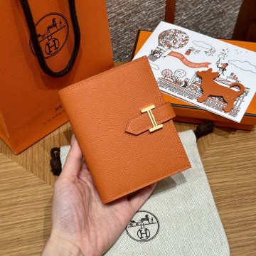 최고퀄 올수공 에르메스 베안 2단 반지갑 오렌지 엡송 가죽 금장