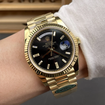 최고퀄 RC공장 롤렉스 데이데이트 블랙 바게트 다이아 다이얼 옐로우 골드 금통 40mm 228238