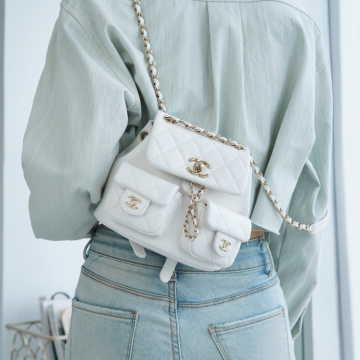 최고퀄 팬더샵 샤넬 듀마 투포켓 백팩 스몰 화이트 카프스킨