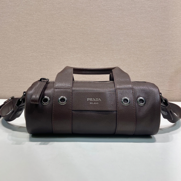 최고퀄 프라다 레더 탑 핸들백 미디움 브라운 1BB161