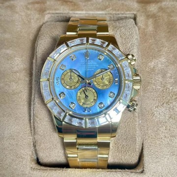 최고퀄 RX공장 롤렉스 데이토나 자개 8P 다이얼 바게트 다이아 베젤 옐로우 골드 금통 40mm 116568