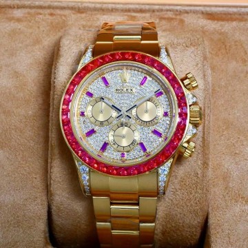 최고퀄 RX공장 롤렉스 데이토나 루비 파베 다이얼 루비 베젤 옐로우 골드 금통 40mm 116568