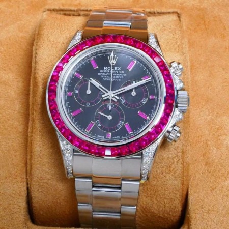 최고퀄 RX공장 롤렉스 데이토나 블랙 다이얼 루비 베젤 화이트 골드 금통 40mm 116599