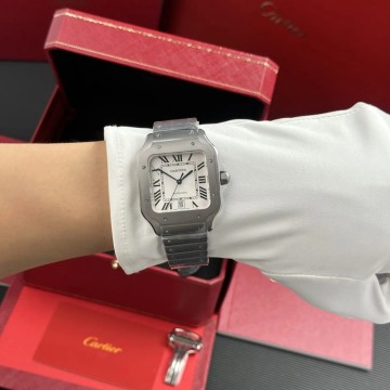 최고퀄 까르띠에 산토스 화이트 다이얼 티타늄 케이스 39.8mm