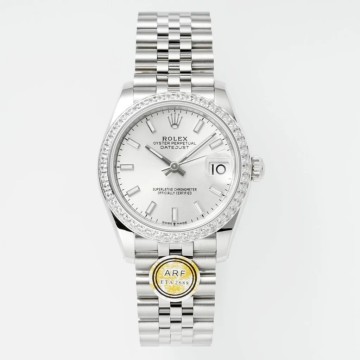최고퀄 ARF공장 여성용 롤렉스 데이저스트 실버 다이얼 다이아 베젤 스틸 쥬빌레 31mm 278384